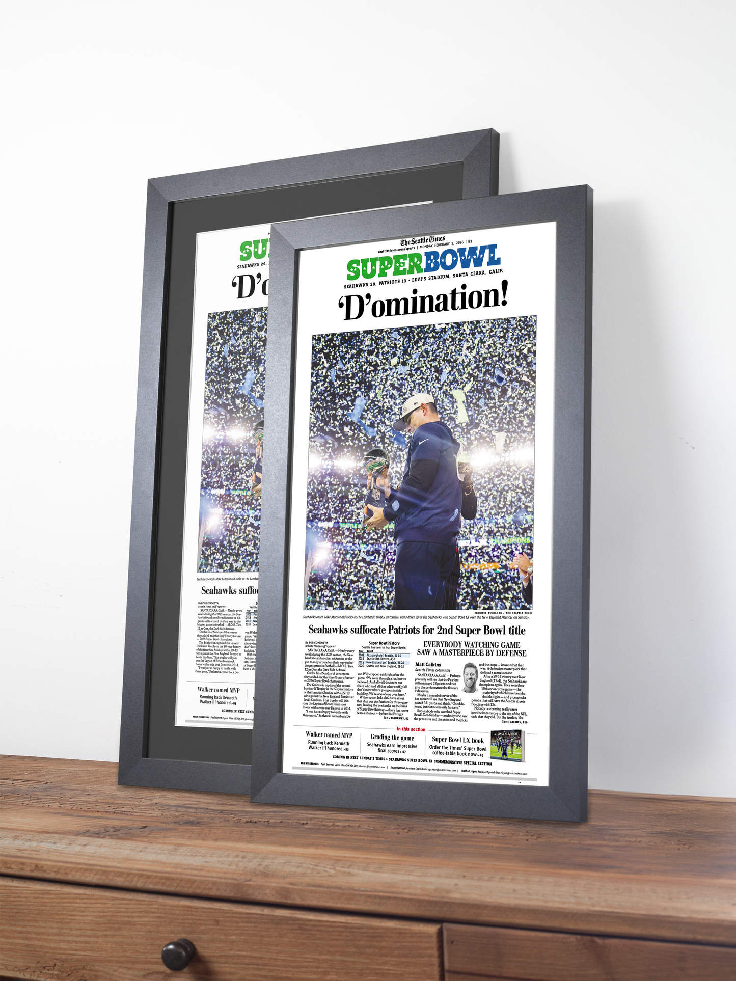 2026 Seattle Seahawks - “D’omination!” – Super Bowl LX Championship Newspaper Vs Patriots