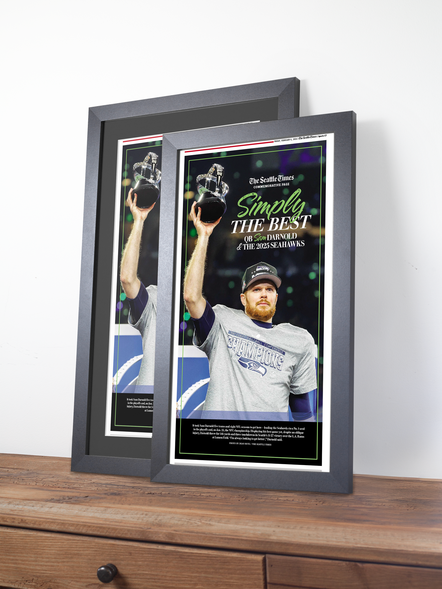 2026 Seattle Seahawks – “SIMPLY THE BEST” – Super Bowl LX Champions vs Patriots Framed Newspaper