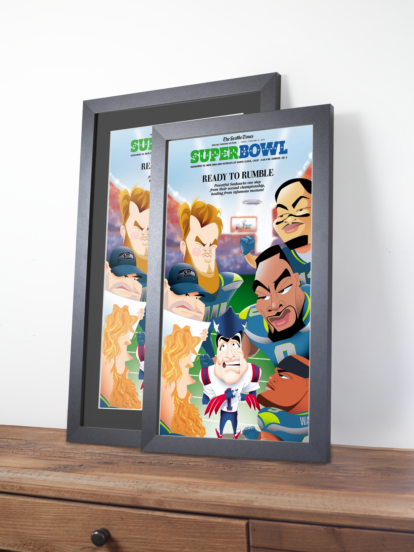 2026 Seattle Seahawks – “Ready to Rumble” – NFC Champions Super Bowl Preview Art Newspaper
