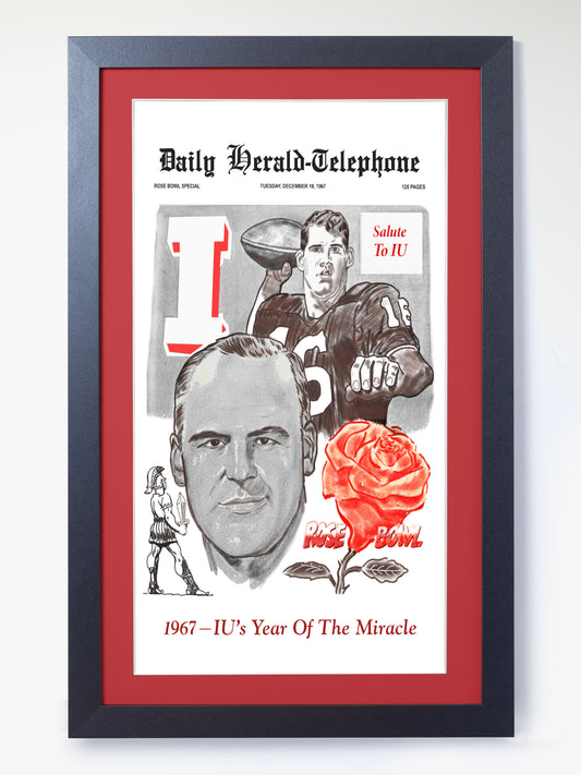 1967 Indiana Hoosiers “IU Year of the Miracle” Rose Bowl Vintage Edition Framed Newspaper CFP Champions