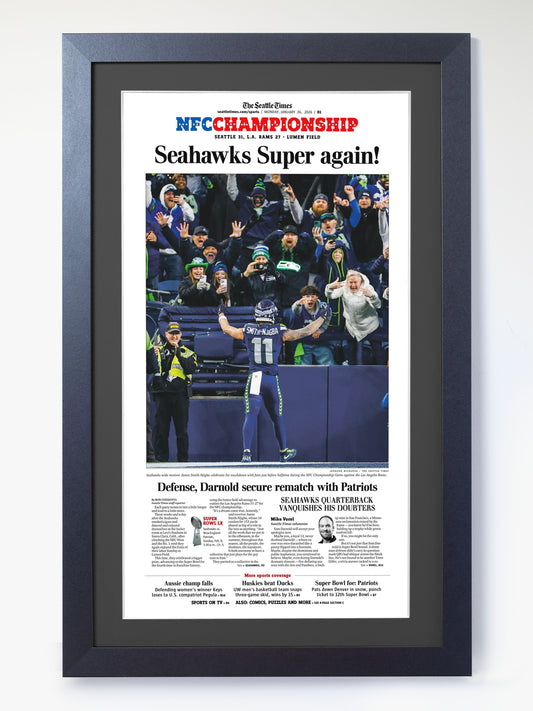 2026 Seattle Seahawks NFC Champions “Super Again” Vs LA Rams Framed Newspaper