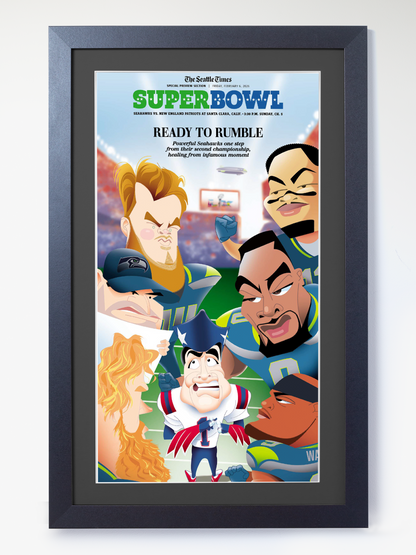 2026 Seattle Seahawks – “Ready to Rumble” – NFC Champions Super Bowl Preview Art Newspaper