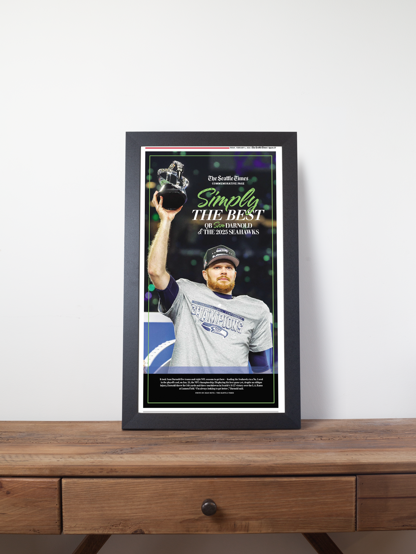 2026 Seattle Seahawks – “SIMPLY THE BEST” – Super Bowl LX Champions vs Patriots Framed Newspaper