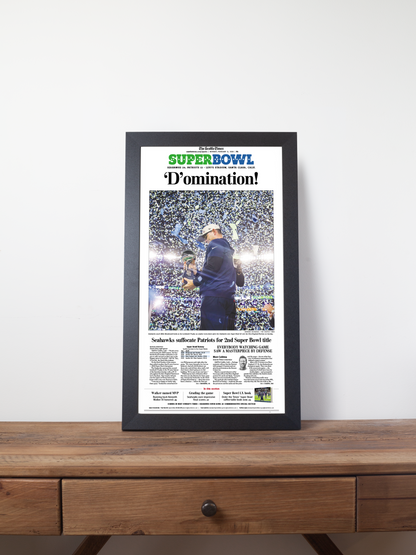 2026 Seattle Seahawks - “D’omination!” – Super Bowl LX Championship Newspaper Vs Patriots