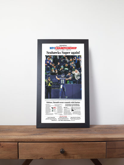 2026 Seattle Seahawks NFC Champions “Super Again” Vs LA Rams Framed Newspaper