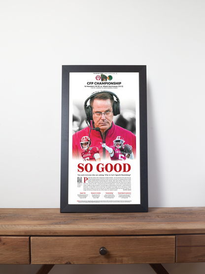 2026 Indiana Hoosiers “SO GOOD!” Curt Cignetti Championship Edition Framed Newspaper