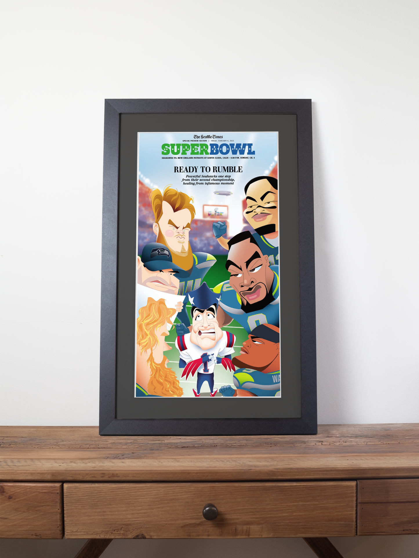 2026 Seattle Seahawks – “Ready to Rumble” – NFC Champions Super Bowl Preview Art Newspaper