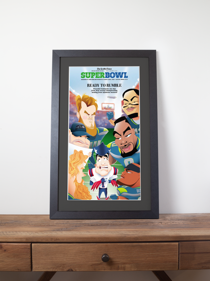 2026 Seattle Seahawks – “Ready to Rumble” – NFC Champions Super Bowl Preview Art Newspaper