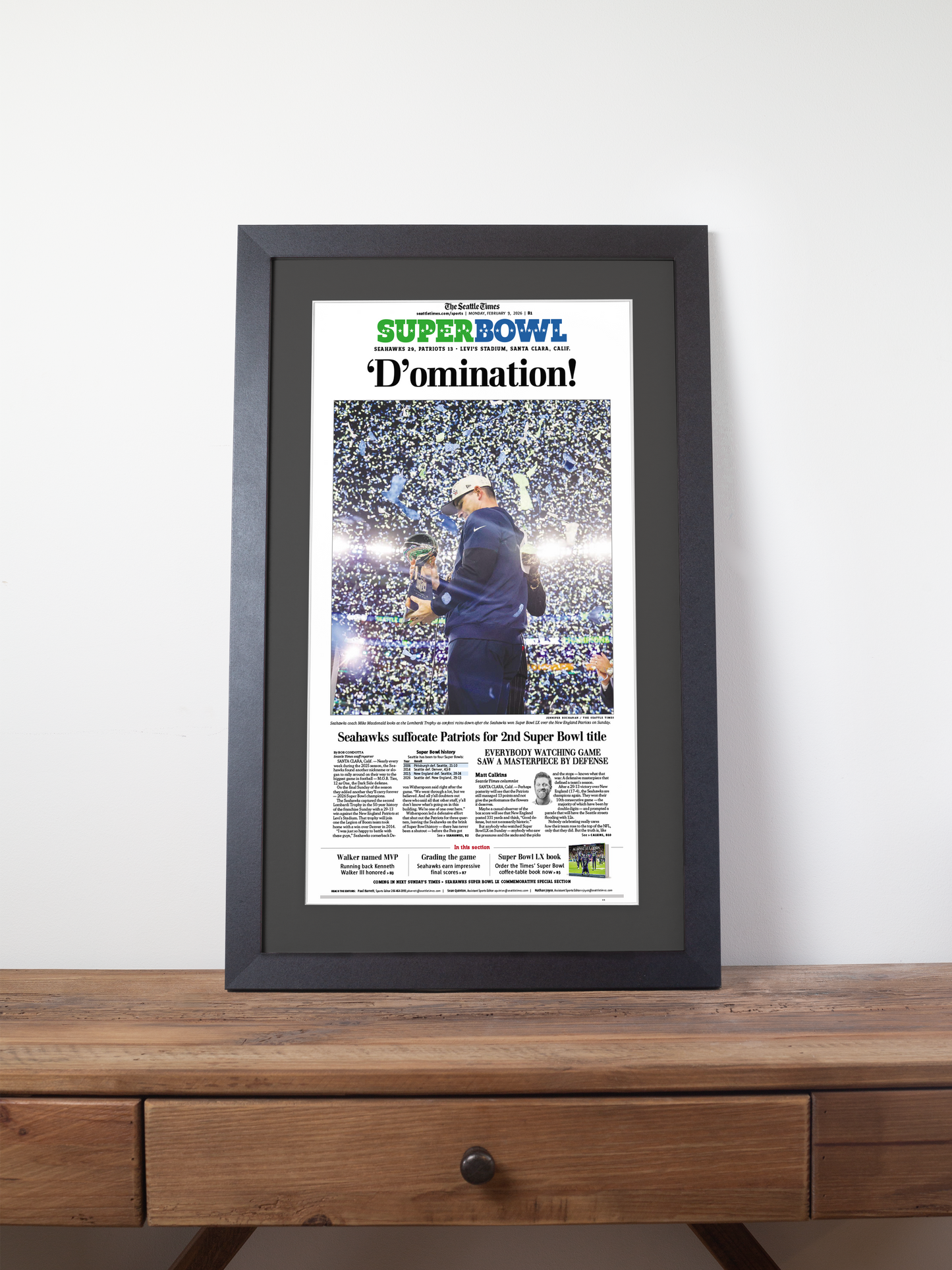 2026 Seattle Seahawks - “D’omination!” – Super Bowl LX Championship Newspaper Vs Patriots