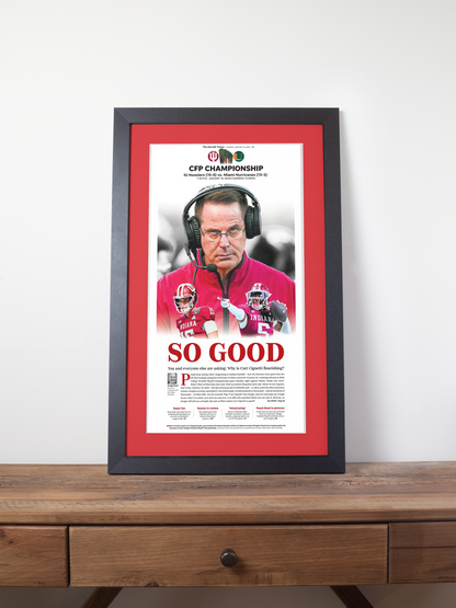 2026 Indiana Hoosiers “SO GOOD!” Curt Cignetti Championship Edition Framed Newspaper