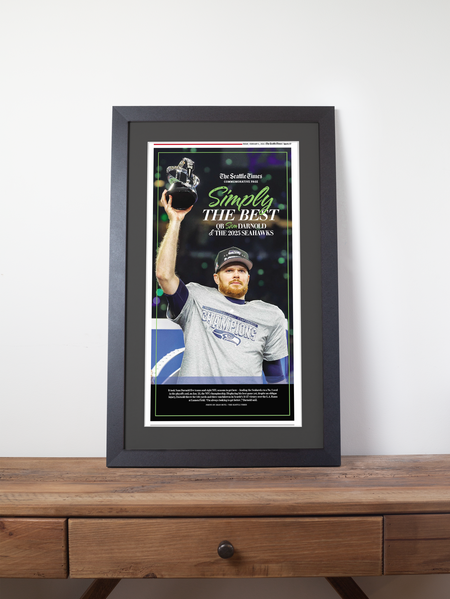 2026 Seattle Seahawks – “SIMPLY THE BEST” – Super Bowl LX Champions vs Patriots Framed Newspaper