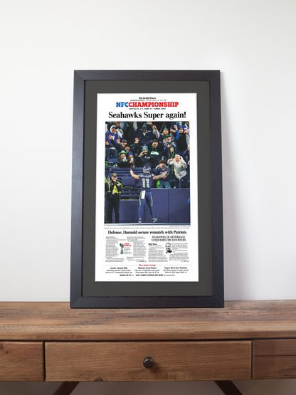 2026 Seattle Seahawks NFC Champions “Super Again” Vs LA Rams Framed Newspaper