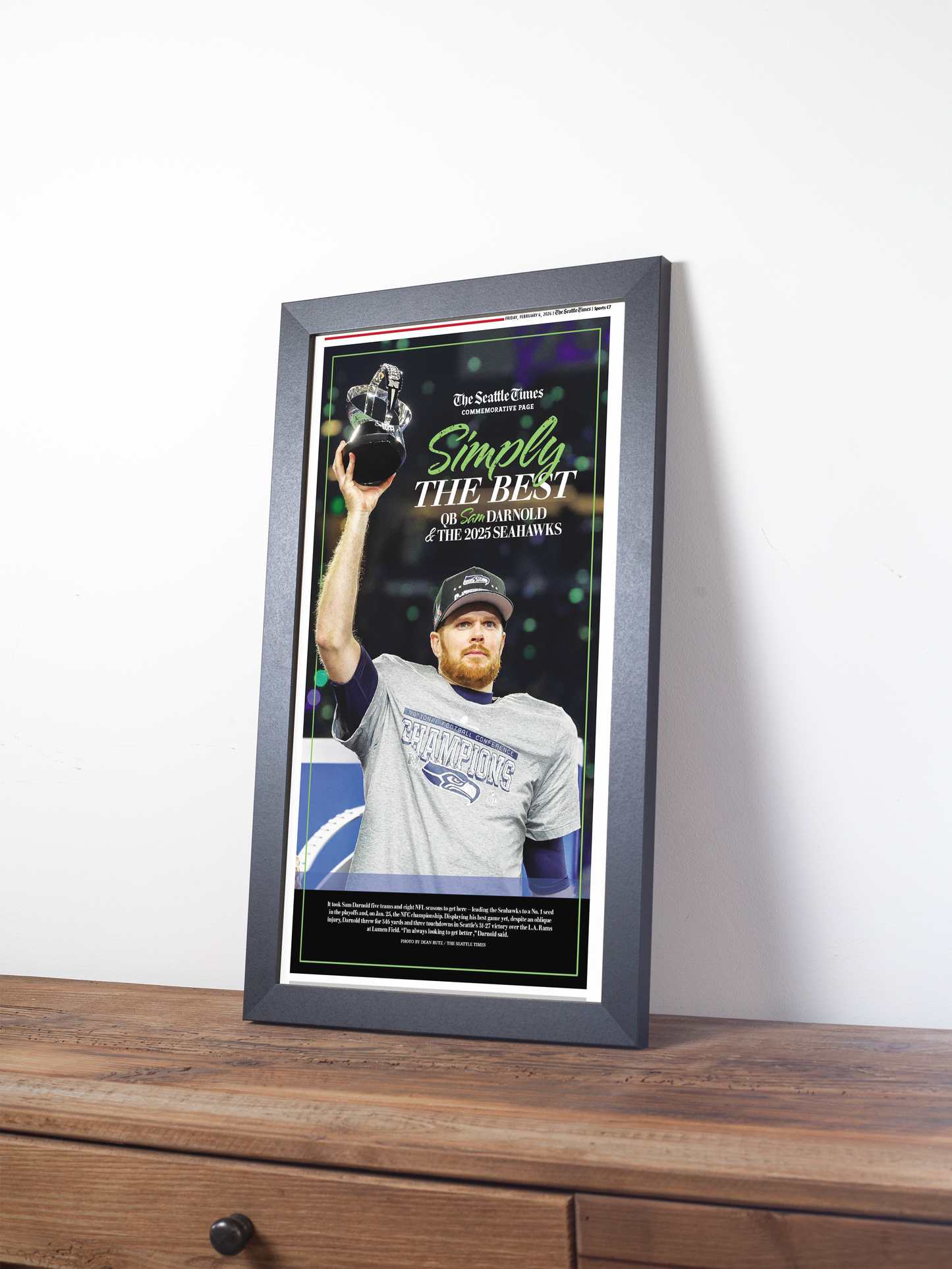 2026 Seattle Seahawks – “SIMPLY THE BEST” – Super Bowl LX Champions vs Patriots Framed Newspaper