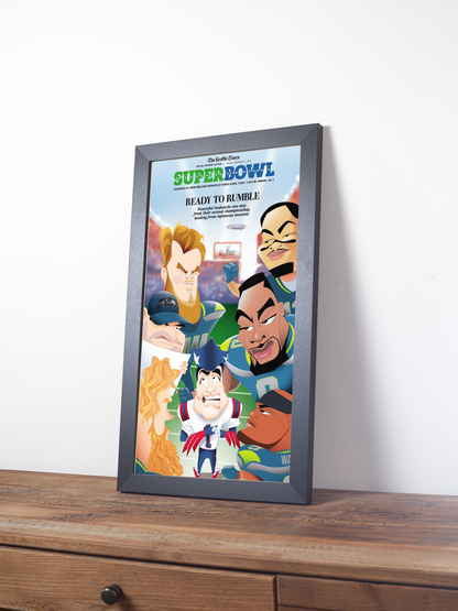 2026 Seattle Seahawks – “Ready to Rumble” – NFC Champions Super Bowl Preview Art Newspaper