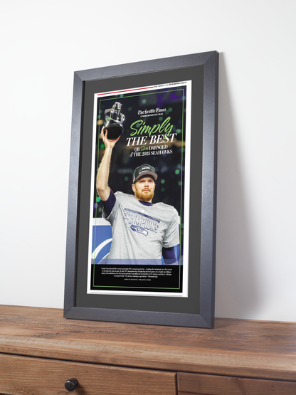 2026 Seattle Seahawks – “SIMPLY THE BEST” – Super Bowl LX Champions vs Patriots Framed Newspaper