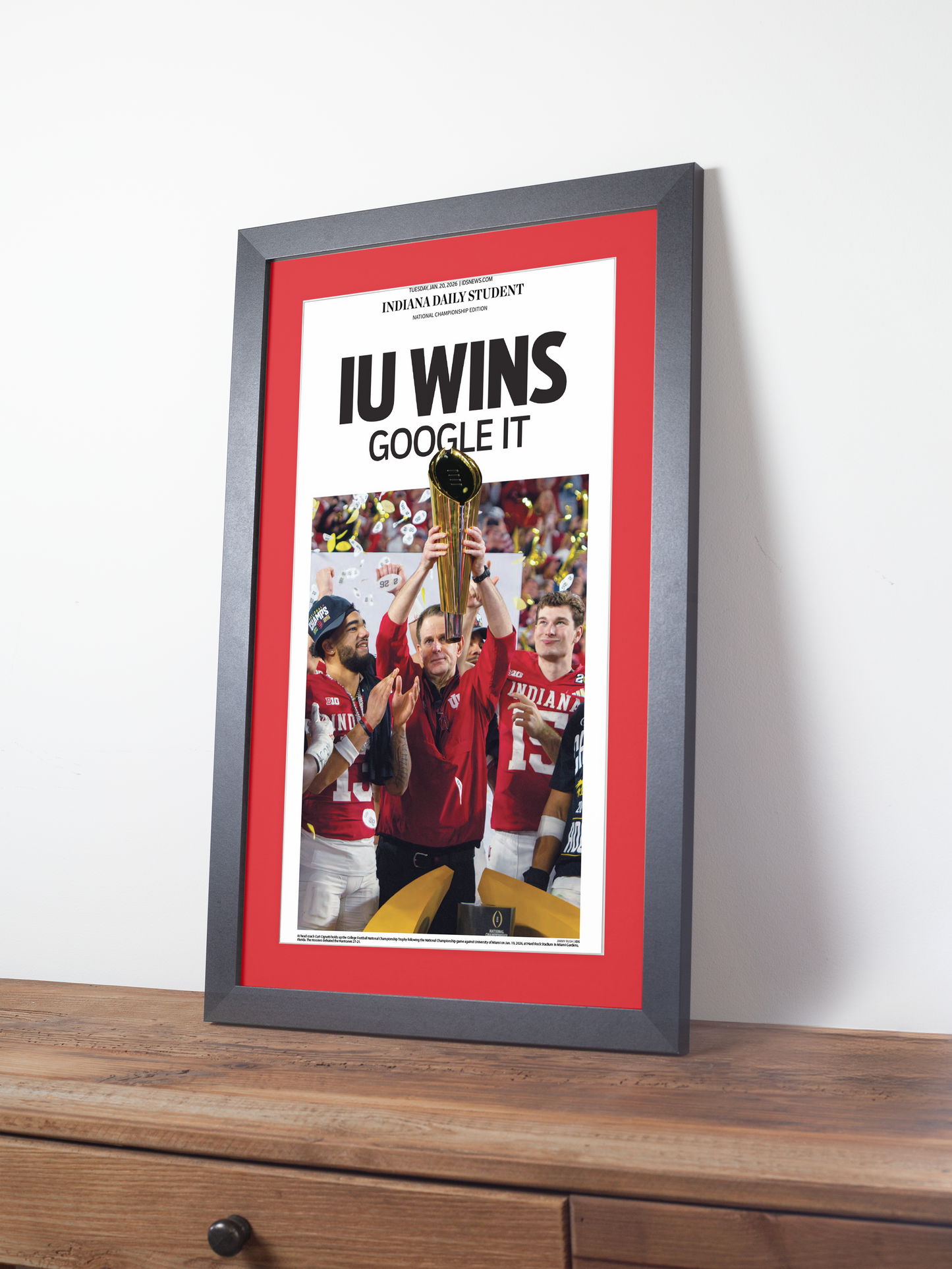 2026 Indiana Hoosiers “IU Wins: Google It!” Champions Framed Newspaper CFP Champions Collection