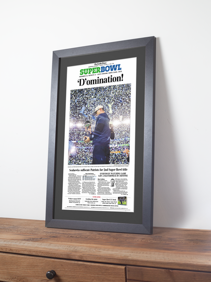 2026 Seattle Seahawks - “D’omination!” – Super Bowl LX Championship Newspaper Vs Patriots