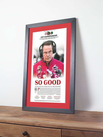 2026 Indiana Hoosiers “SO GOOD!” Curt Cignetti Championship Edition Framed Newspaper