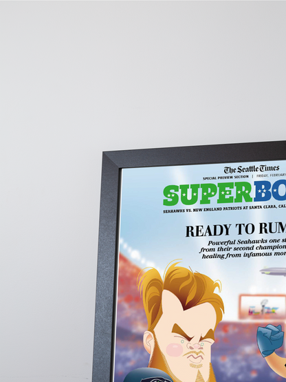 2026 Seattle Seahawks – “Ready to Rumble” – NFC Champions Super Bowl Preview Art Newspaper
