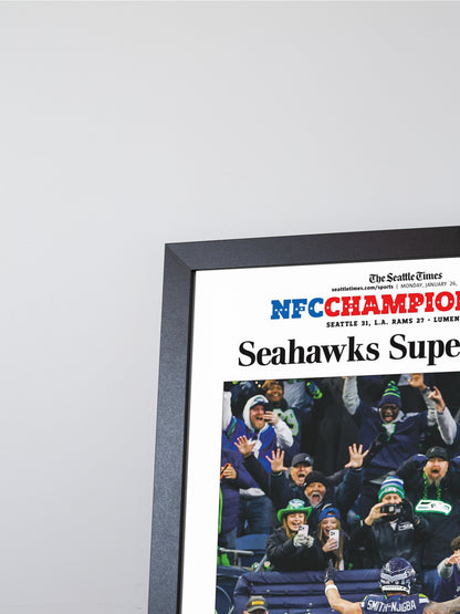 2026 Seattle Seahawks NFC Champions “Super Again” Vs LA Rams Framed Newspaper