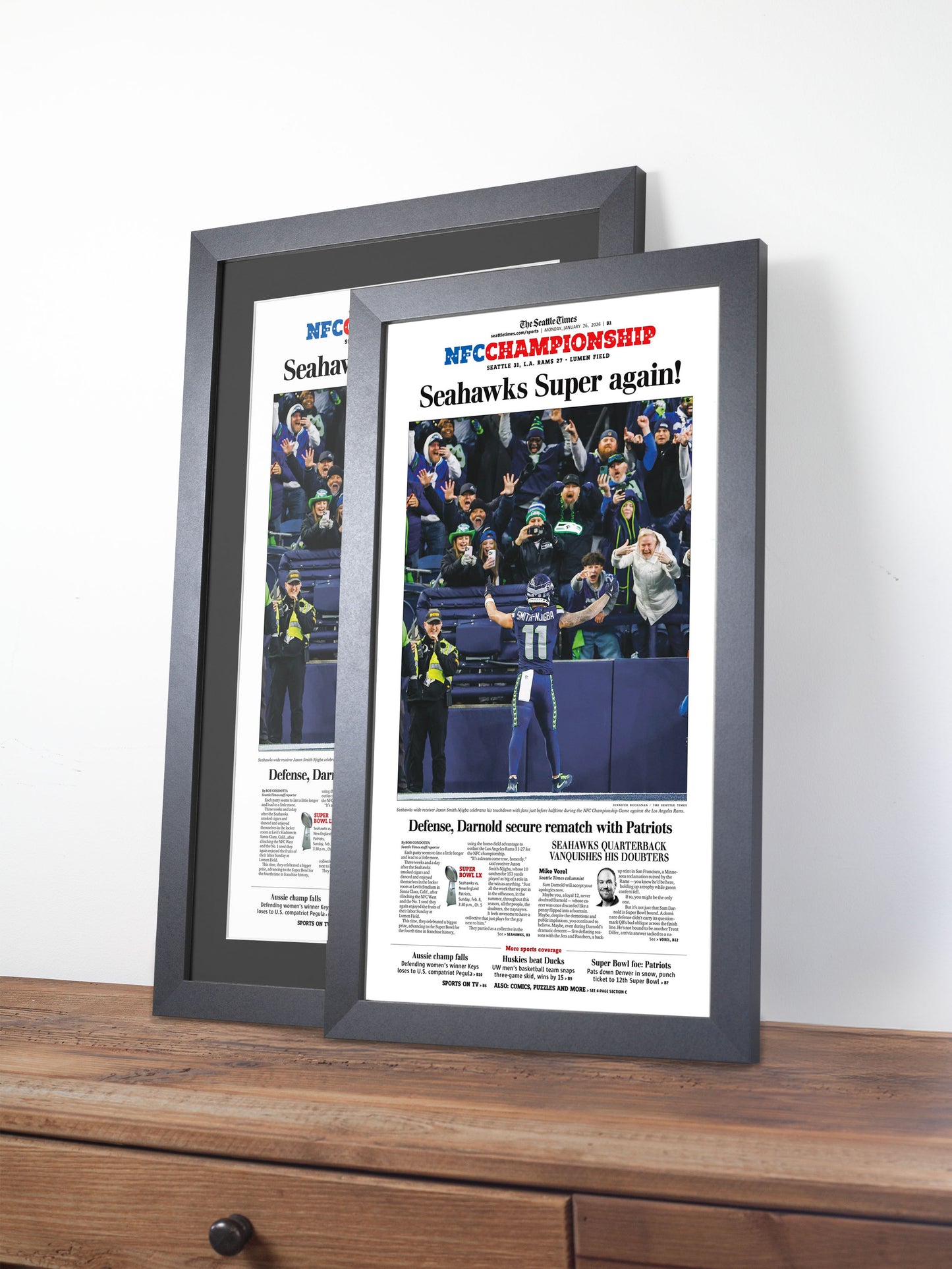 2026 Seattle Seahawks NFC Champions “Super Again” Vs LA Rams Framed Newspaper