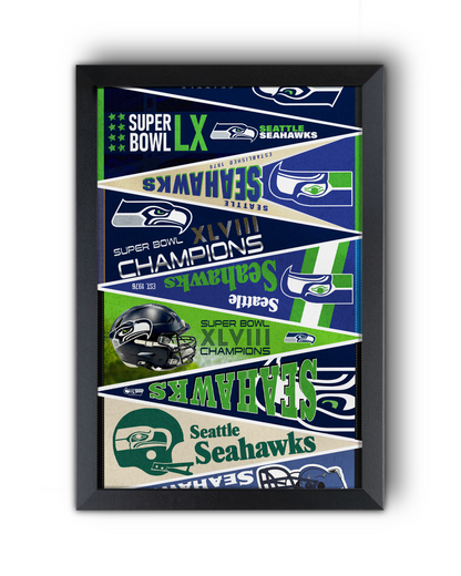 Seattle Seahawks "Vintage to Champions Pennants" 2026 Super Bowl LX Edition