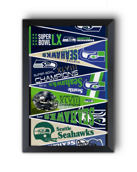 Seattle Seahawks "Vintage to Champions Pennants" 2026 Super Bowl LX Edition