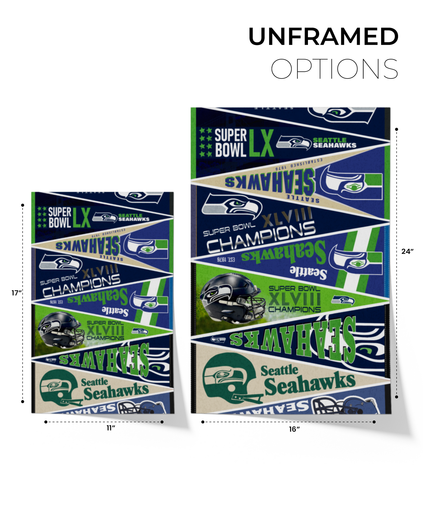 Seattle Seahawks "Vintage to Champions Pennants" 2026 Super Bowl LX Edition