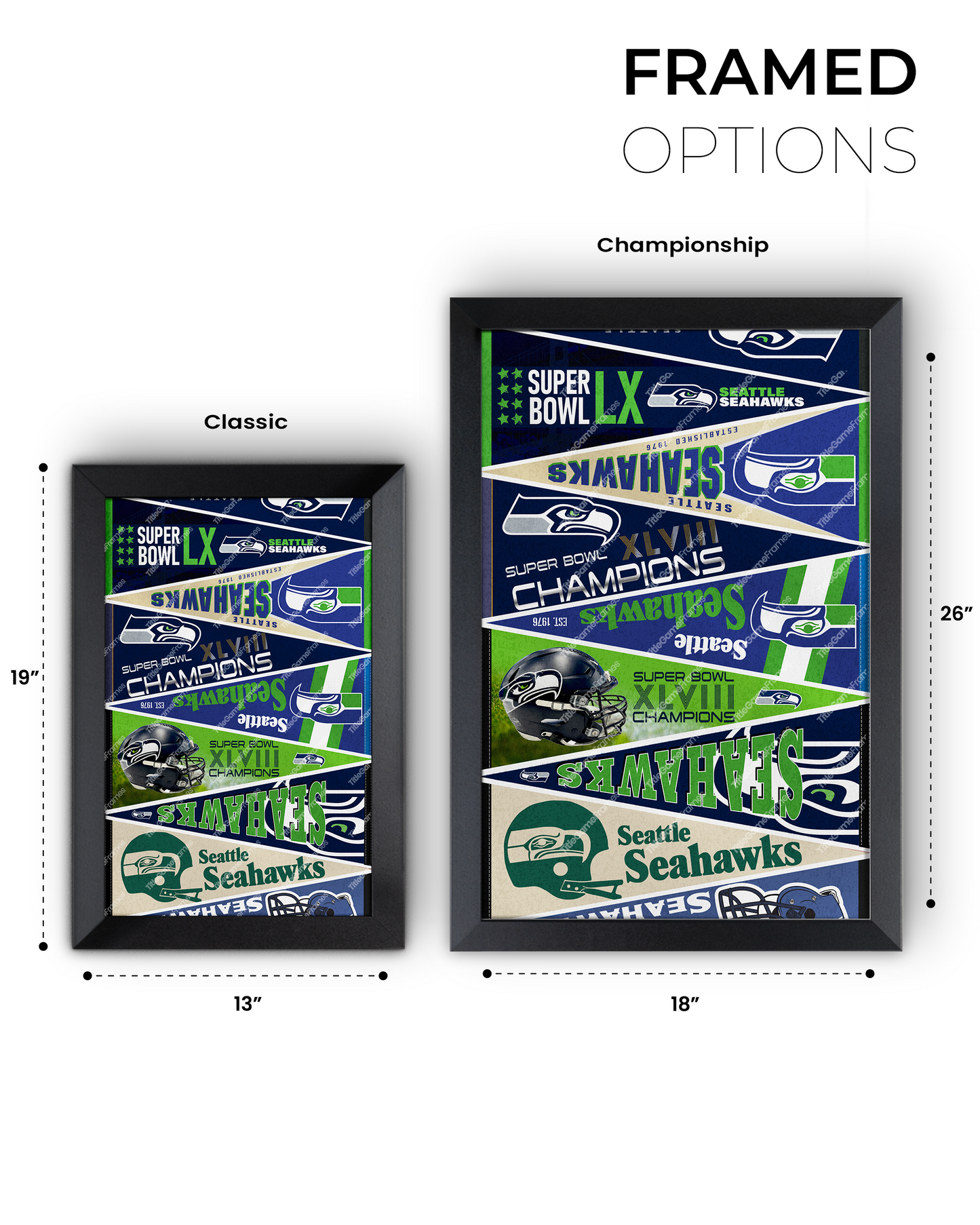 Seattle Seahawks "Vintage to Champions Pennants" 2026 Super Bowl LX Edition