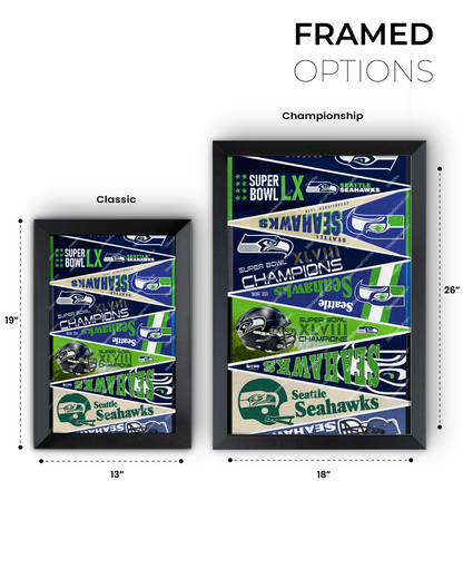 Seattle Seahawks "Vintage to Champions Pennants" 2026 Super Bowl LX Edition